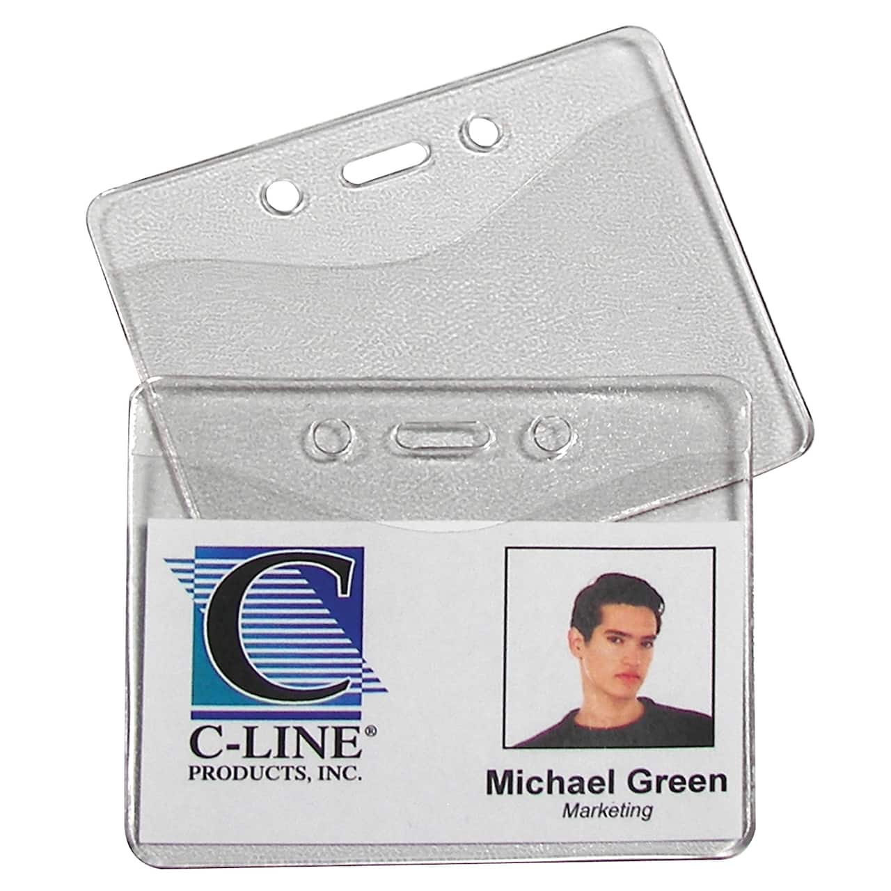 C-Line® Horizontal Vinyl Heavy Duty ID Badge Holders, Box of 100
